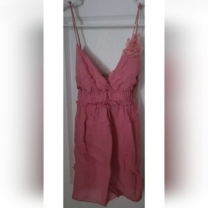 Twenty One Women's Pink Sequin Flower Babydoll Tank Size Small